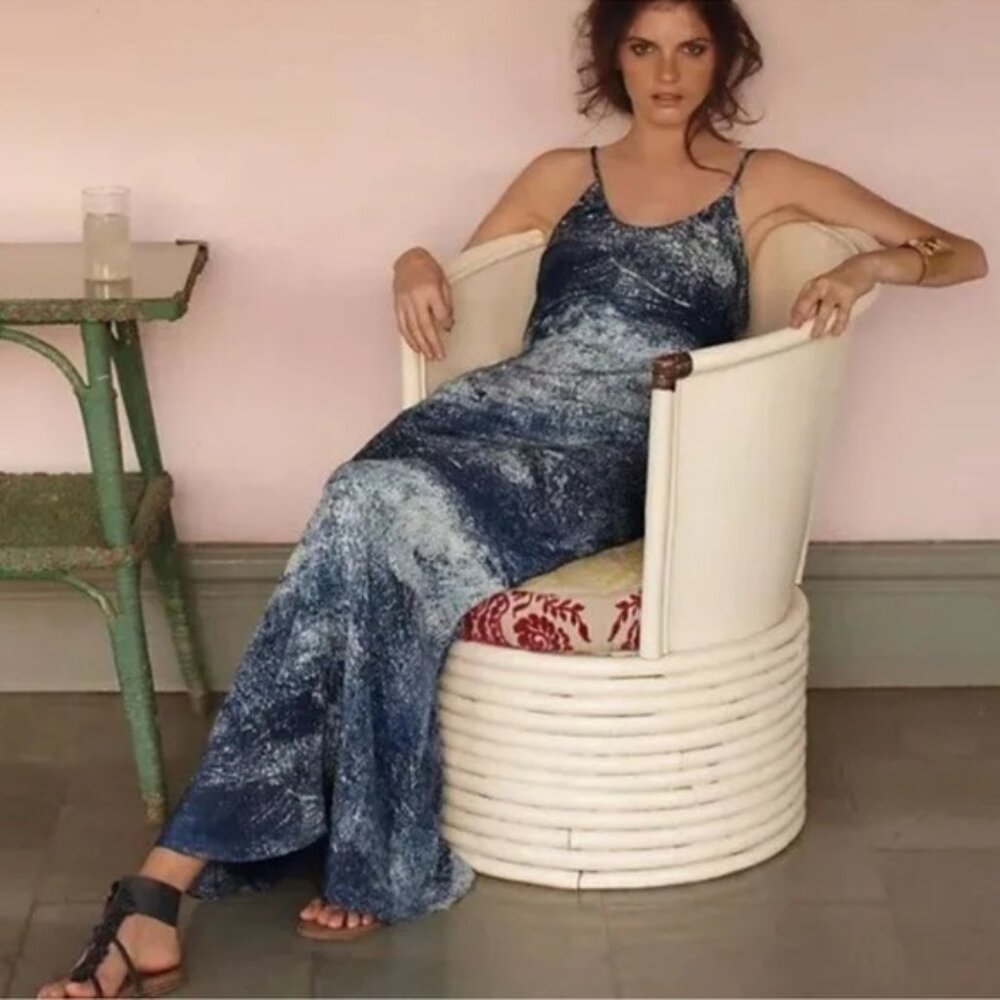 Anthro Partimi Cobalt Silk Maxi Dress